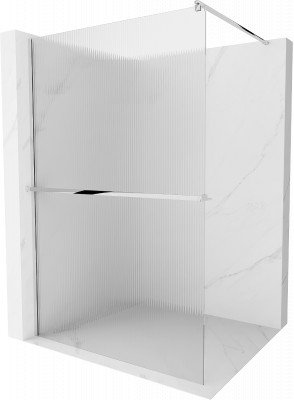 Mexen Kioto+ Walk-In Zuhanyfal    törölközö  tartóval  80 x 200 cm, intim csikos üveg 8 mm, króm - 800-080-121-01-0 Walk-In Zuhanyfal