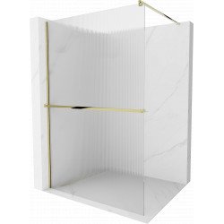 Mexen Kioto+ Walk-In Zuhanyfal    törölközö  tartóval  100 x 200 cm, intim csikos üveg 8 mm,  arany  - 800-100-121-50-0 Walk-In Zuhanyfal Walk-In Zuhanyfal 406594 Mexen