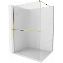 Mexen Kioto+ Walk-In Zuhanyfal    törölközö  tartóval  130 x 200 cm, intim csikos üveg 8 mm,  arany  - 800-130-121-50-0 Walk-In Zuhanyfal Walk-In Zuhanyfal 406594 Mexen