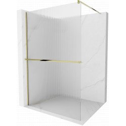 Mexen Kioto+ Walk-In Zuhanyfal    törölközö  tartóval  130 x 200 cm, intim csikos üveg 8 mm,  arany  - 800-130-121-50-0 Walk-In Zuhanyfal Walk-In Zuhanyfal 406594 Mexen