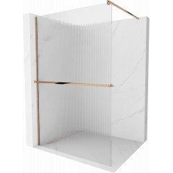 Mexen Kioto+ Walk-In Zuhanyfal    törölközö  tartóval  80 x 200 cm, intim csikos üveg 8 mm,  rózsa arany - 800-080-121-60-0 Walk-In Zuhanyfal Walk-In Zuhanyfal 406594 Mexen
