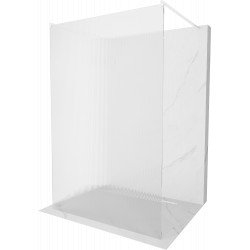 Mexen Kioto Walk-In Zuhanyfal    szabadonálló  100 x 200 cm, intim csikos üveg 8 mm,  fehér  - 800-100-002-20-0 Walk-In Zuhanyfal Walk-In Zuhanyfal 406594 Mexen