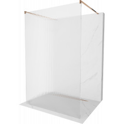 Mexen Kioto Walk-In Zuhanyfal    szabadonálló  100 x 200 cm, intim csikos üveg 8 mm,  rózsa arany - 800-100-002-60-0 Walk-In Zuhanyfal Walk-In Zuhanyfal 406594 Mexen