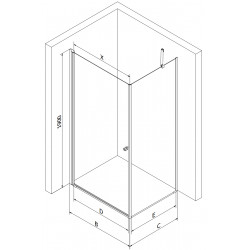 Mexen Pretoria Zuhanykabin nyíló ajtóval   80 x 90 cm,  átlátszó üveg, króm - 852-080-090-01-00 Nyiló ajtós