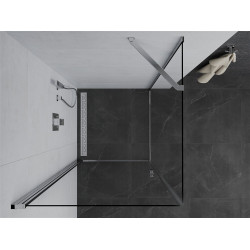 Mexen Pretoria Zuhanykabin nyíló ajtóval   90 x 90 cm,  átlátszó üveg, króm - 852-090-090-01-00 Nyiló ajtós