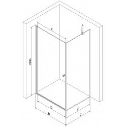 Mexen Pretoria Zuhanykabin nyíló ajtóval   90 x 90 cm,  átlátszó üveg, króm - 852-090-090-01-00 Nyiló ajtós