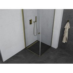 Mexen Pretoria Zuhanykabin nyíló ajtóval   70 x 70 cm,  átlátszó üveg,  arany  - 852-070-070-50-00 Nyiló ajtós