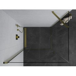 Mexen Pretoria Zuhanykabin nyíló ajtóval   80 x 70 cm,  átlátszó üveg,  arany  - 852-080-070-50-00 Nyiló ajtós
