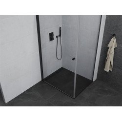 Mexen Pretoria Zuhanykabin nyíló ajtóval   70 x 80 cm,  átlátszó üveg,  fekete - 852-070-080-70-00 Nyiló ajtós