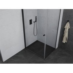 Mexen Pretoria Zuhanykabin nyíló ajtóval   80 x 120 cm,  átlátszó üveg,  fekete - 852-080-120-70-00 Nyiló ajtós