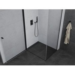 Mexen Pretoria Zuhanykabin nyíló ajtóval   90 x 70 cm,  átlátszó üveg,  fekete - 852-090-070-70-00 Nyiló ajtós