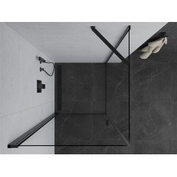 Mexen Pretoria Zuhanykabin nyíló ajtóval   90 x 90 cm,  átlátszó üveg,  fekete - 852-090-090-70-00 Nyiló ajtós