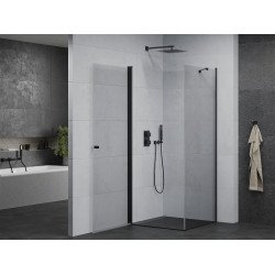 Mexen Pretoria Zuhanykabin nyíló ajtóval   90 x 90 cm,  átlátszó üveg,  fekete - 852-090-090-70-00 Nyiló ajtós