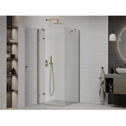 Mexen Roma Zuhanykabin nyíló ajtóval   80 x 80 cm,  átlátszó üveg,  arany  - 854-080-080-50-00 Nyiló ajtós