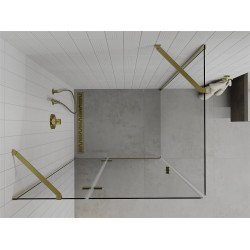 Mexen Roma Zuhanykabin nyíló ajtóval   90 x 70 cm,  átlátszó üveg,  arany  - 854-090-070-50-00 Nyiló ajtós