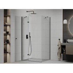 Mexen Roma Zuhanykabin nyíló ajtóval   70 x 110 cm,  átlátszó üveg,  fekete - 854-070-110-70-00 Nyiló ajtós