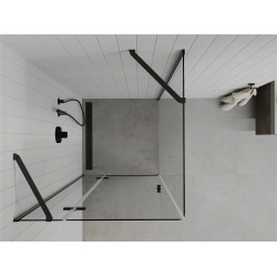 Mexen Roma Zuhanykabin nyíló ajtóval   80 x 80 cm,  átlátszó üveg,  fekete - 854-080-080-70-00 Nyiló ajtós