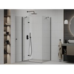 Mexen Roma Zuhanykabin nyíló ajtóval   80 x 90 cm,  átlátszó üveg,  fekete - 854-080-090-70-00 Nyiló ajtós