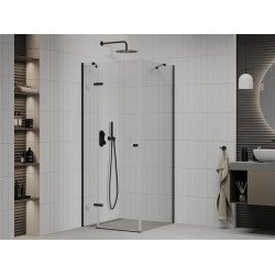 Mexen Roma Zuhanykabin nyíló ajtóval   90 x 90 cm,  átlátszó üveg,  fekete - 854-090-090-70-00 Nyiló ajtós