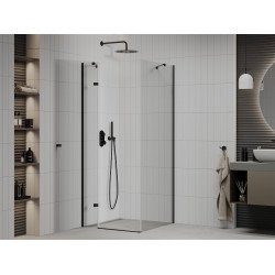 Mexen Roma Zuhanykabin nyíló ajtóval   90 x 90 cm,  átlátszó üveg,  fekete - 854-090-090-70-00 Nyiló ajtós
