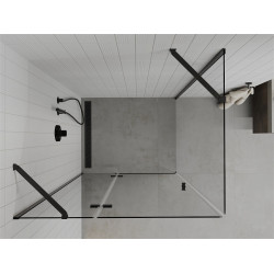 Mexen Roma Zuhanykabin nyíló ajtóval   90 x 120 cm,  átlátszó üveg,  fekete - 854-090-120-70-00 Nyiló ajtós