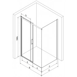 Mexen Omega Zuhanykabin Toló ajtóval    110 x 70 cm,  átlátszó üveg, króm - 825-110-070-01-0 Toló ajtós