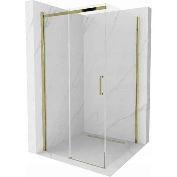 Mexen Omega Zuhanykabin Toló ajtóval    100 x 100 cm,  átlátszó üveg, arany  - 825-100-100-50-0 Toló ajtós