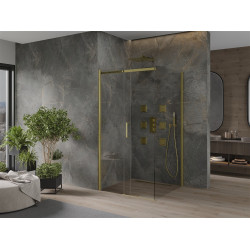 Mexen Omega Zuhanykabin Toló ajtóval    100 x 100 cm,  átlátszó üveg, arany  - 825-100-100-50-0 Toló ajtós