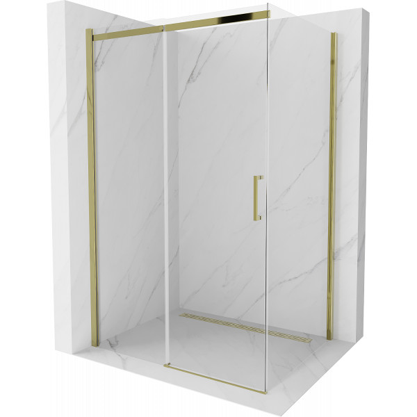 Mexen Omega Zuhanykabin Toló ajtóval    130 x 80 cm,  átlátszó üveg, arany  - 825-130-080-50-0 Toló ajtós