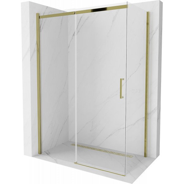 Mexen Omega Zuhanykabin Toló ajtóval    140 x 70 cm,  átlátszó üveg, arany  - 825-140-070-50-0 Toló ajtós
