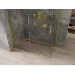 Mexen Omega Zuhanykabin Toló ajtóval    140 x 70 cm,  átlátszó üveg, arany  - 825-140-070-50-0 Toló ajtós