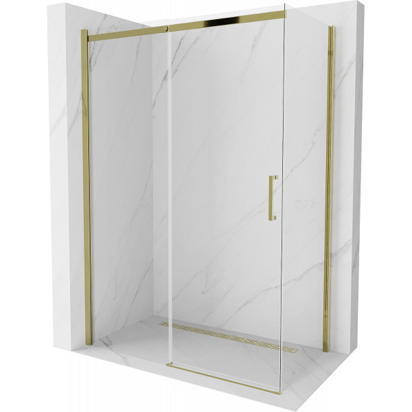 Mexen Omega Zuhanykabin Toló ajtóval    140 x 80 cm,  átlátszó üveg, arany  - 825-140-080-50-0 Toló ajtós
