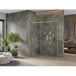 Mexen Omega Zuhanykabin Toló ajtóval    140 x 80 cm,  átlátszó üveg, arany  - 825-140-080-50-0 Toló ajtós Toló ajtós 406594 Mexen