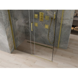 Mexen Omega Zuhanykabin Toló ajtóval    140 x 80 cm,  átlátszó üveg, arany  - 825-140-080-50-0 Toló ajtós