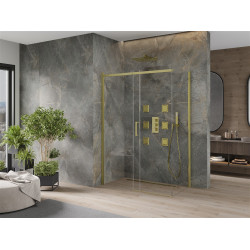 Mexen Omega Zuhanykabin Toló ajtóval    140 x 80 cm,  átlátszó üveg, arany  - 825-140-080-50-0 Toló ajtós