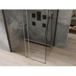 Mexen Omega Zuhanykabin Toló ajtóval    100 x 70 cm,  átlátszó üveg,  fekete  - 825-100-070-70-0 Toló ajtós
