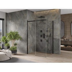Mexen Omega Zuhanykabin Toló ajtóval    100 x 80 cm,  átlátszó üveg,  fekete  - 825-100-080-70-0 Toló ajtós Toló ajtós 406594 Mexen