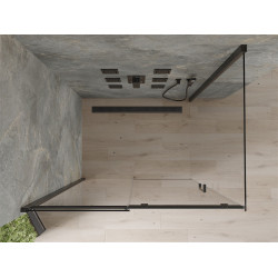 Mexen Omega Zuhanykabin Toló ajtóval    100 x 80 cm,  átlátszó üveg,  fekete  - 825-100-080-70-0 Toló ajtós