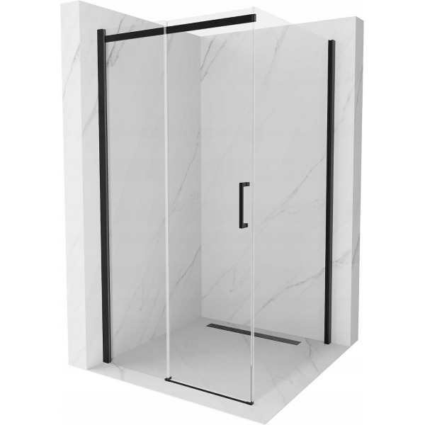 Mexen Omega Zuhanykabin Toló ajtóval    100 x 100 cm,  átlátszó üveg,  fekete  - 825-100-100-70-0 Toló ajtós