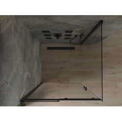 Mexen Omega Zuhanykabin Toló ajtóval    100 x 100 cm,  átlátszó üveg,  fekete  - 825-100-100-70-0 Toló ajtós