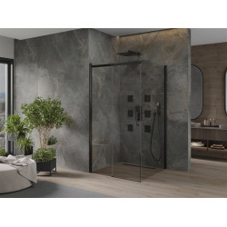 Mexen Omega Zuhanykabin Toló ajtóval    100 x 100 cm,  átlátszó üveg,  fekete  - 825-100-100-70-0 Toló ajtós Toló ajtós 406594 Mexen