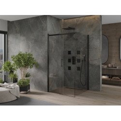 Mexen Omega Zuhanykabin Toló ajtóval    100 x 100 cm,  átlátszó üveg,  fekete  - 825-100-100-70-0 Toló ajtós