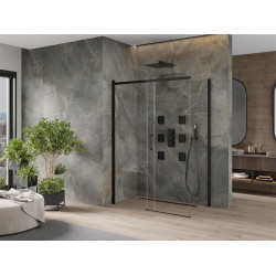 Mexen Omega Zuhanykabin Toló ajtóval    130 x 70 cm,  átlátszó üveg,  fekete  - 825-130-070-70-0 Toló ajtós