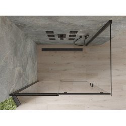 Mexen Omega Zuhanykabin Toló ajtóval    130 x 80 cm,  átlátszó üveg,  fekete  - 825-130-080-70-0 Toló ajtós