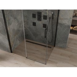 Mexen Omega Zuhanykabin Toló ajtóval    130 x 80 cm,  átlátszó üveg,  fekete  - 825-130-080-70-0 Toló ajtós