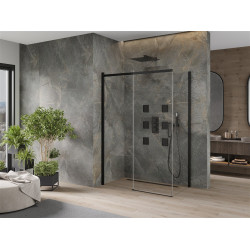 Mexen Omega Zuhanykabin Toló ajtóval    140 x 80 cm,  átlátszó üveg,  fekete  - 825-140-080-70-0 Toló ajtós Toló ajtós 406594 Mexen