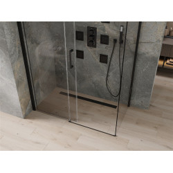 Mexen Omega Zuhanykabin Toló ajtóval    140 x 80 cm,  átlátszó üveg,  fekete  - 825-140-080-70-0 Toló ajtós