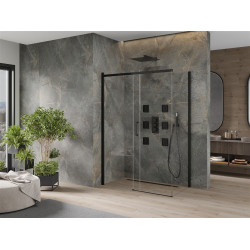 Mexen Omega Zuhanykabin Toló ajtóval    140 x 80 cm,  átlátszó üveg,  fekete  - 825-140-080-70-0 Toló ajtós