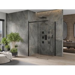 Mexen Omega Zuhanykabin Toló ajtóval    140 x 90 cm,  átlátszó üveg,  fekete  - 825-140-090-70-0 Toló ajtós