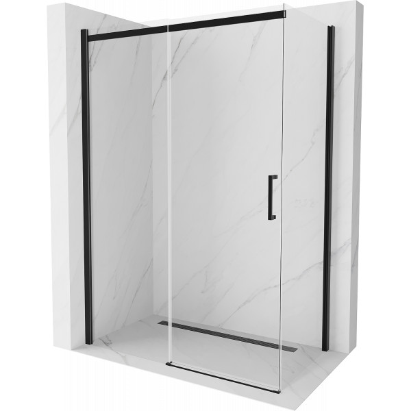 Mexen Omega Zuhanykabin Toló ajtóval    150 x 80 cm,  átlátszó üveg,  fekete  - 825-150-080-70-0 Toló ajtós